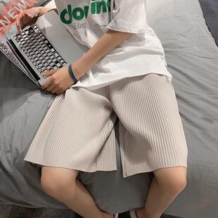 Pleated Summer Casual Shorts Men Fashion Solid Color Loose S