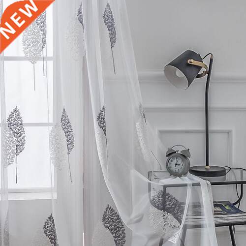 Embroidery Window Yarn Balcony Bedroom White Curtain Tulle V