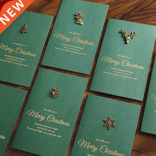 4 Pcs Gold Embossed Chrismas Card Greeting Cards Merry Xmas