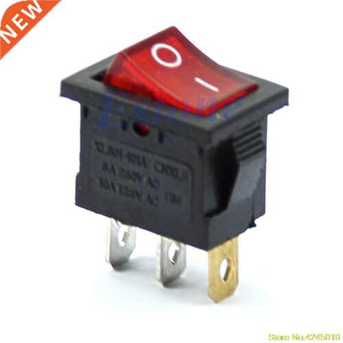 AC 6A/250V 10A/125V Red Light 3 Pin ON-OFF SPST Snap in Boat