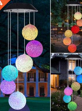 LED Solar Powered Wind Chimes Color Changing Light Home