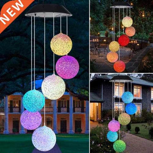 LED Solar Powered Wind Chimes Color Changing Light Home