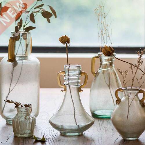 Pearlescent Vintage Glass Flower Vase Quicksand Gold