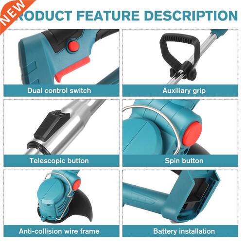 Electric Grass Trimmer With 1/2 Battery Cordless Pruning Cut