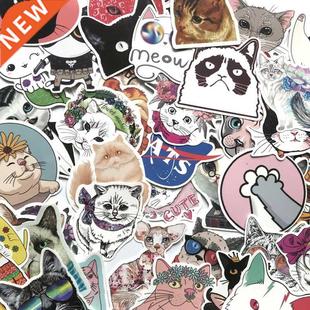 50pcs Cute Cat Style Cartoon Kitten Stickers For Computer P