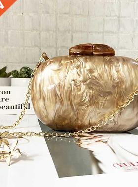 Ellipse Acrylic Bags Cute Clutches Coffee Handbag Evening Cl