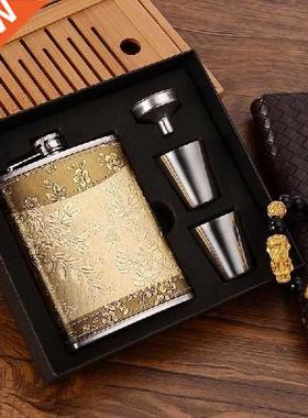 1SET 7OZ hip flask liquor Bottle christmas Gift box