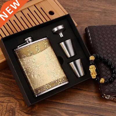 1SET 7OZ hip flask liquor Bottle christmas Gift box