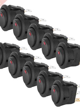 10PCS SPST Round Rocker Switch DC 12V 20A 3 Pin On/Off Push