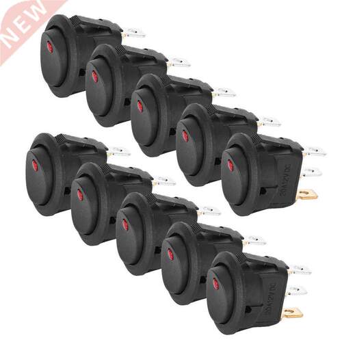 10PCS SPST Round Rocker Switch DC 12V 20A 3 Pin On/Off Push