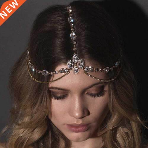 Crystal Forehead Headband Wedding Bridal Hair Chain Headpiec