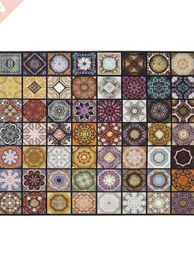 Retro Moroccan Style Tile Carpet Hallway Non-Slip Mat