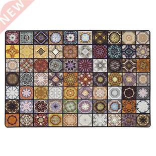 Retro Moroccan Style Tile Carpet Hallway Non-Slip Mat