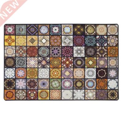 Retro Moroccan Style Tile Carpet Hallway Non-Slip Mat
