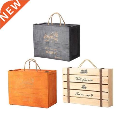 Wooden Red Wine Box with Lid and Handle Wine Decorative Box
