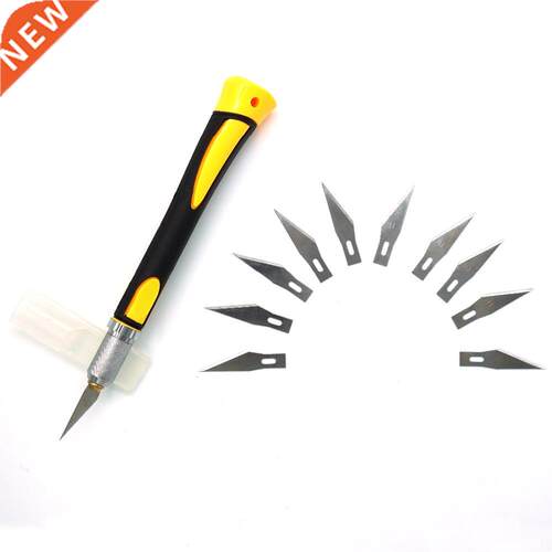 Non-slip Metal Scalpel + 11 pcs SK5 Blades Wood Carving Kniv