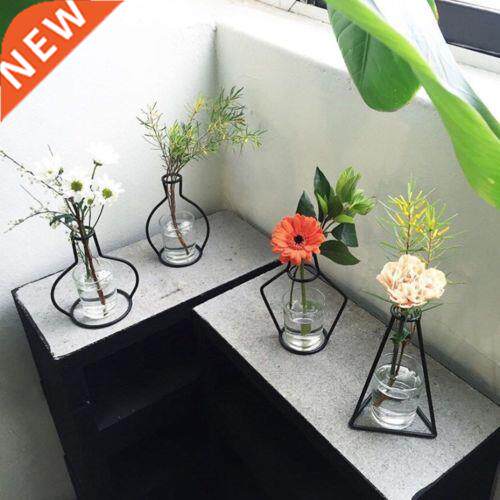 1PC Black Plant Iron Flowers Vases Metal Plant Holder Solid