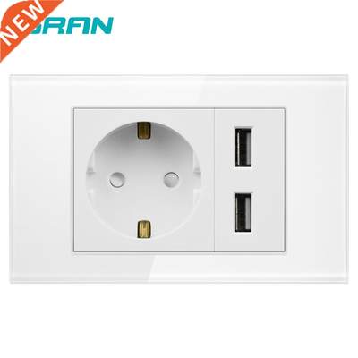 SRAN Two gang E socket with usb,dual usb charger port 5v 2.1