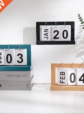 Wooden Page Turning Desk Calendar Creative Simple Standing D