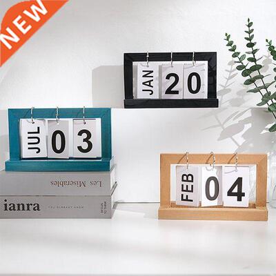 Wooden Page Turning Desk Calendar Creative Simple Standing D