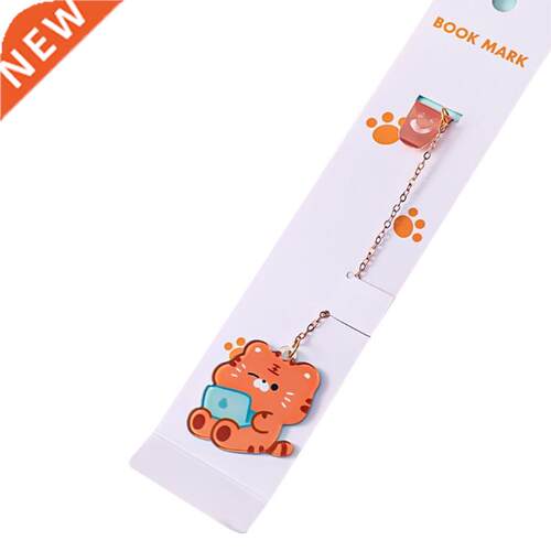 Kawaii Paperclip Bookmarks with Chain Tiger Pendant Page Mar