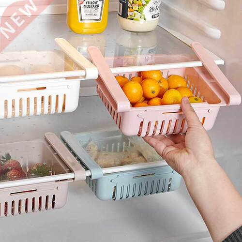 Creative Simple Retractable Storage Baskets Refrigerator