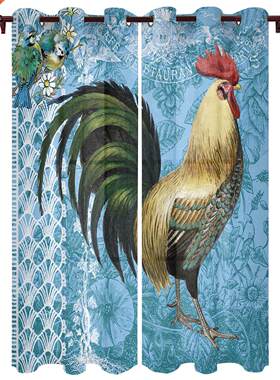 Animal Rooster Vintage Background Window Curtains Kitchen