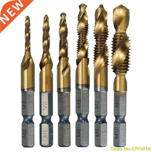 6Pcs HSS 6542 Titanium Coated M3-M10 Combination Hex Drill B