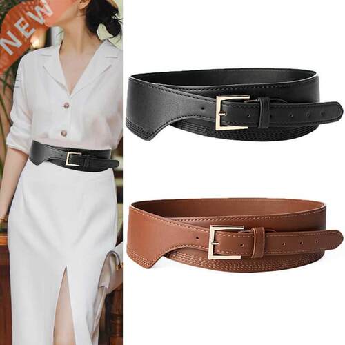 New Fashion Belts for Women PU Leather Gold Square Pin Buckl