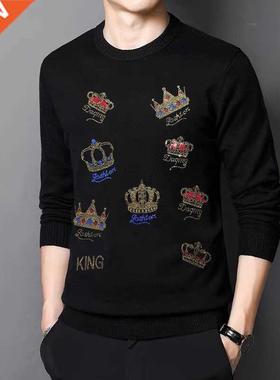 Sprng Men's Sweater Overszed Comfortable Kntted Hp Hop P