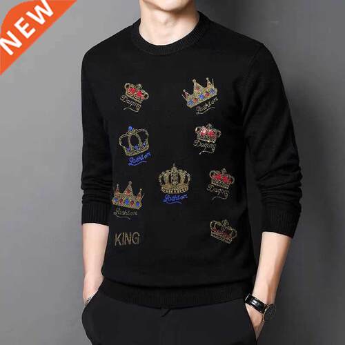 Sprng Men's Sweater Overszed Comfortable Kntted Hp Hop P