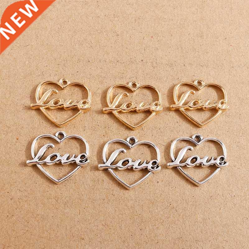 20pcs Retro Silver Color Love Heart Charms for Jewelry Makin
