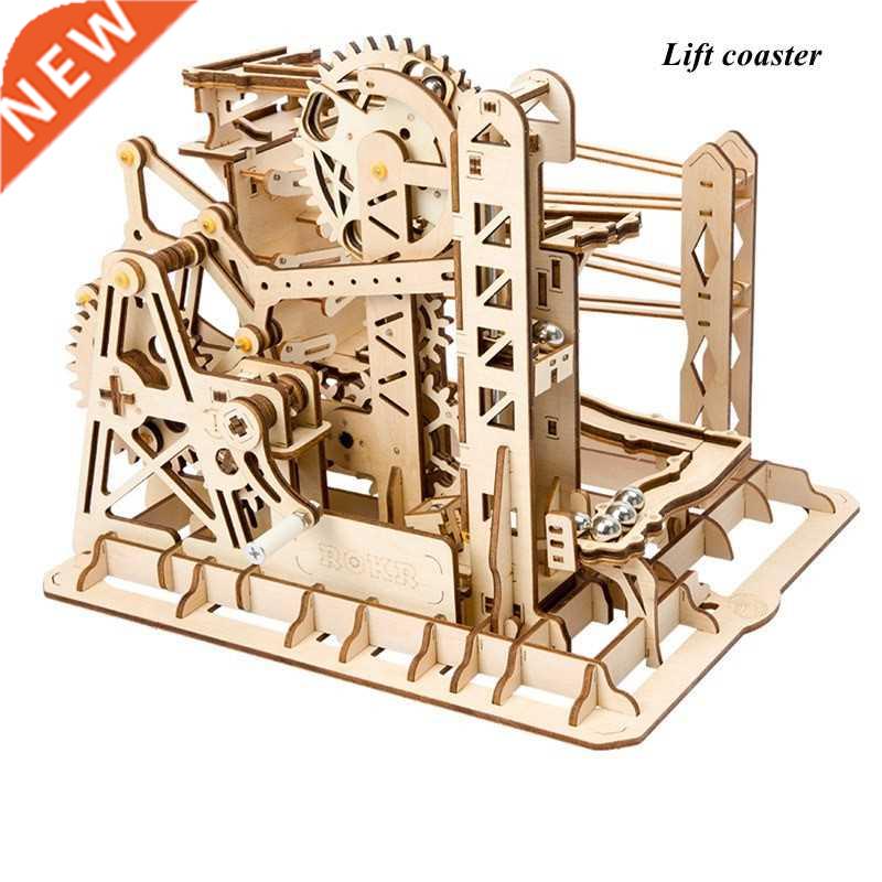 Rokr 4 Kinds Marble Run  Waterwheel Wooden Model Buildin