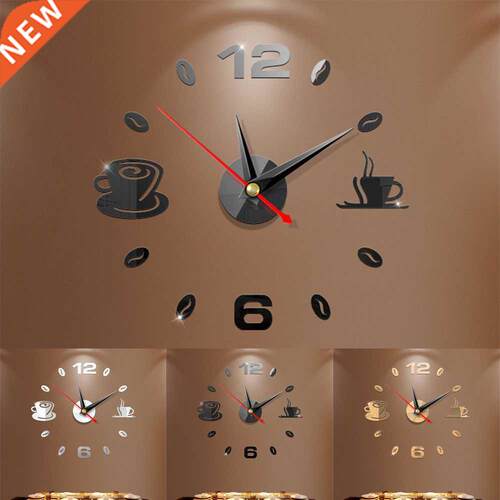 DIY 3D Number Wall Clock Mirror Sticker Home Room modern Off