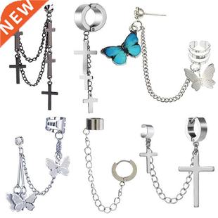 1 Piece Stainless Steel Painless Butterfly Ear Clip Earrings