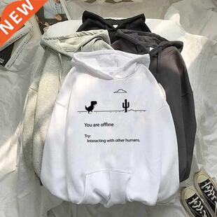 Autumn New Harajuku Kpop Women's Retro Hooded Dinosa