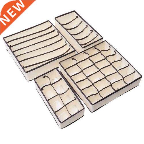 4 Pcs Non-woven Storage Box Multi-cell Capacity Simple