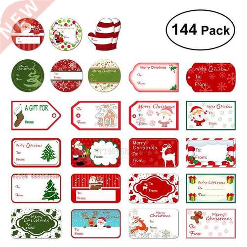 144 Christmas Self Adhesive Gift Tag ers 24 Assorted Designs