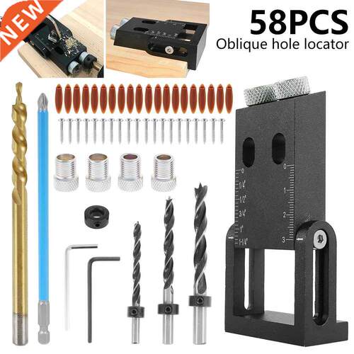 58Pcs Pocket Hole Jig Kit Woodworking Guide Joint Angle Tool
