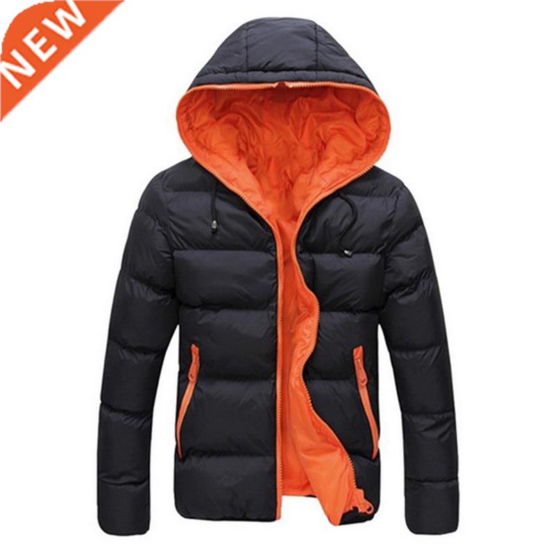 Men Casual Hooded Parka Winter Men Fashion Patchwork Cotton