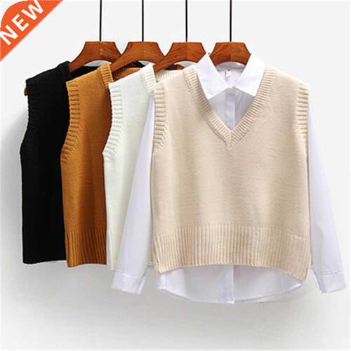 Women Sweater Vest Spring 2021 Autumn Women Short Loose Knit