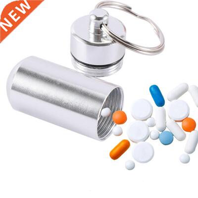 1pc Creative Stainless Steel Medicine Bottle Keychain Case C