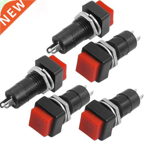 5 Pcs AC 250V/3A Normally Open SPST Momentary Red Push Butto