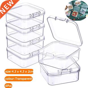 6Pc Mini Boxes Squre Cler Plstic Jewelry Storge Cse Con