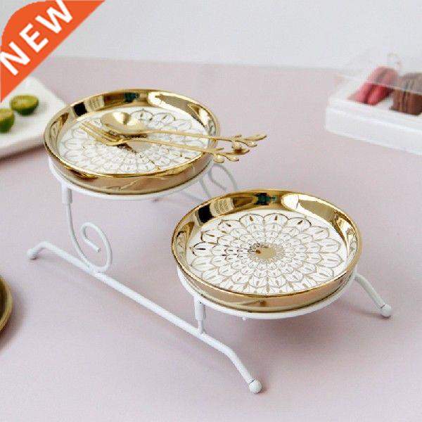 Double Lyers Cupcke Disply Stnd Snck Rck with Cermic