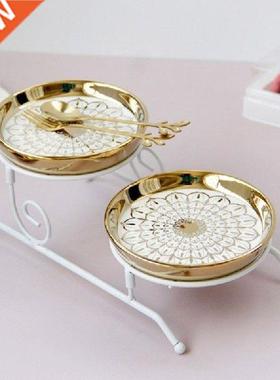 Double Lyers Cupcke Disply Stnd Snck Rck with Cermic