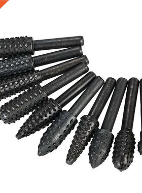 10pcs Rotary Files Rasp Set 6mm Shank Carbon Steel Carbide M