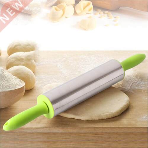 Stainless Steel Rolling Pin Non Stick Pastry Roller with Han