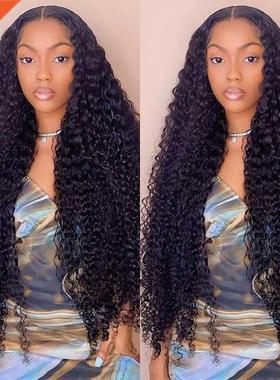 Deep Wave Frontal Wig 13x4 HD Transparent Lace Wigs Remy Bra