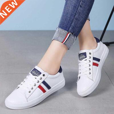 Fashion Women White Flats Girl Student Genuine Leathe Lace U